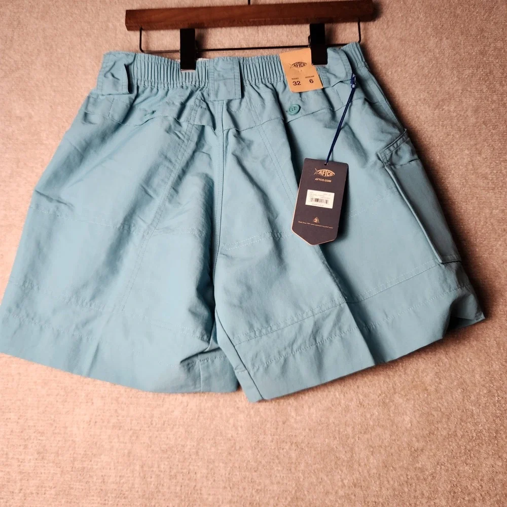 AFTCO Original Fishing Shorts Mens Blue M01 Supplex Nylon Cargo Water Shorts New - Picture 4 of 6